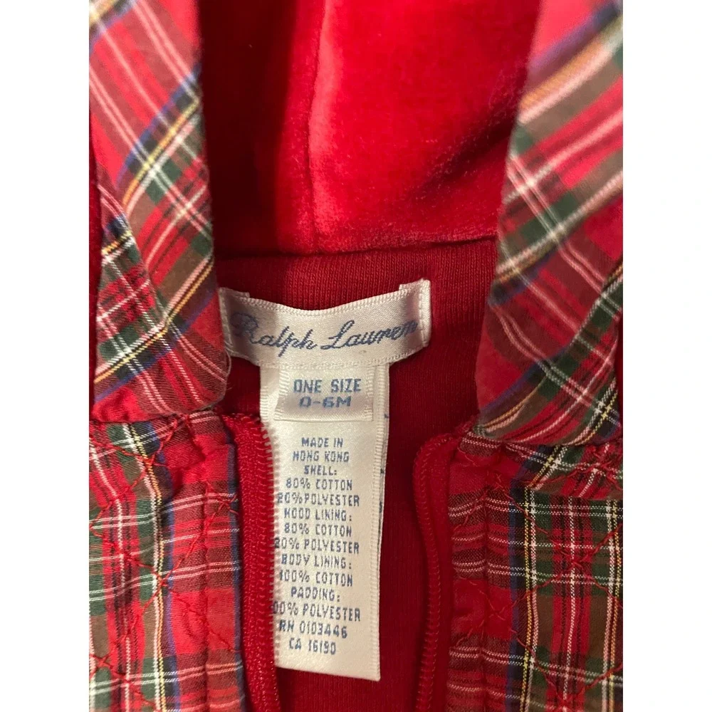 VTG Ralph Lauren Baby 1st Christmas Plaid outerwear coat zip up  0-6M Holiday